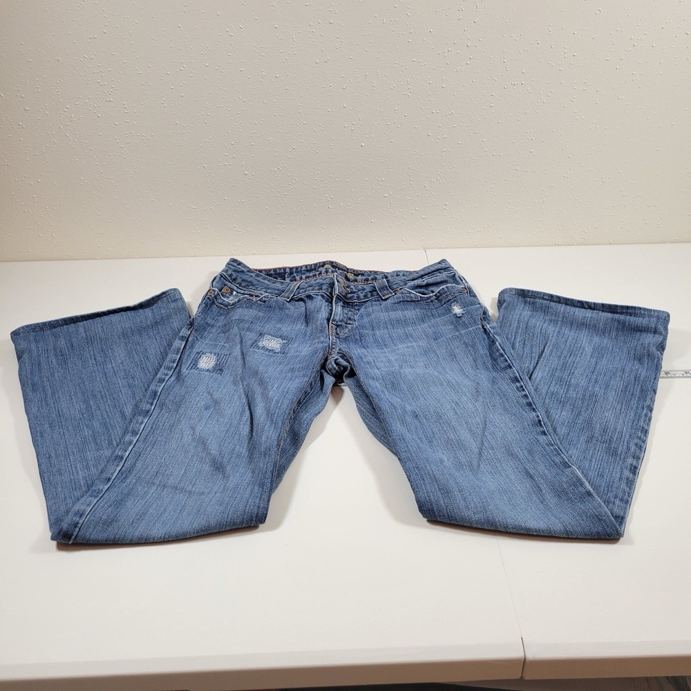 Vintage American‎ Eagle Women's Boy Fit Distressed Flare Size 2 Blue